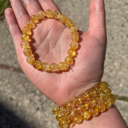 Natural Citrine Crystal Bracelet – 8mm Genuine Gemstone Beads