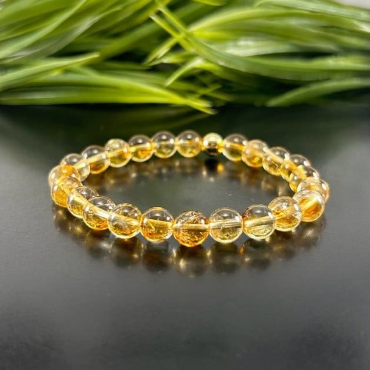 Natural Citrine Crystal Bracelet – 8mm Genuine Gemstone Beads